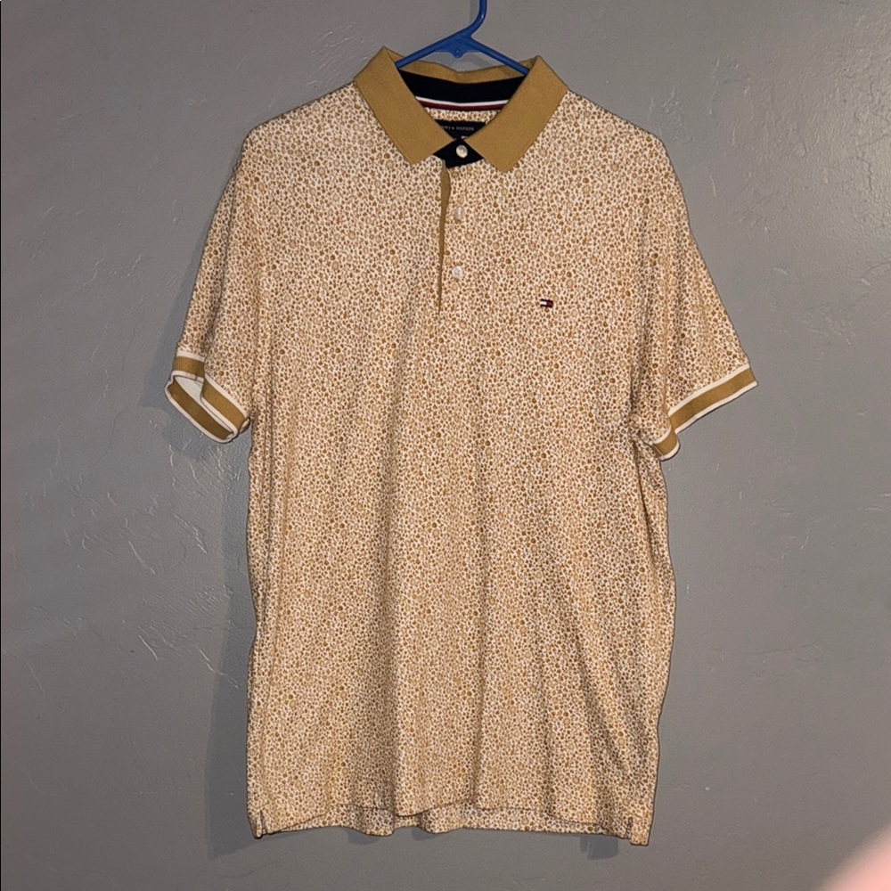 Men's Gold Patterned Polo Shirt